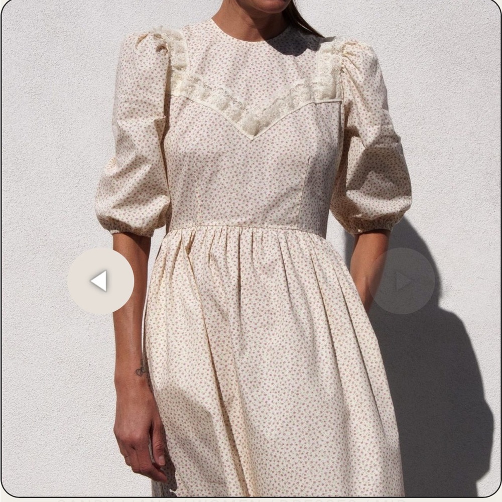 Sandy Liang Dia Dress Floral Puff Sleeves